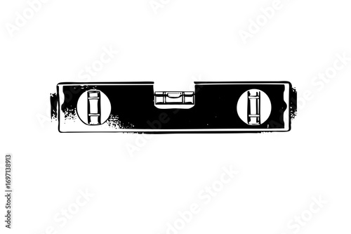 Vector Black spirit level with vials and central bubble.