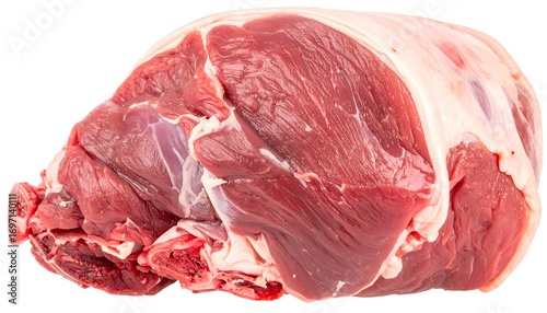 Raw lamb leg joint displayed with its natural colors and textures