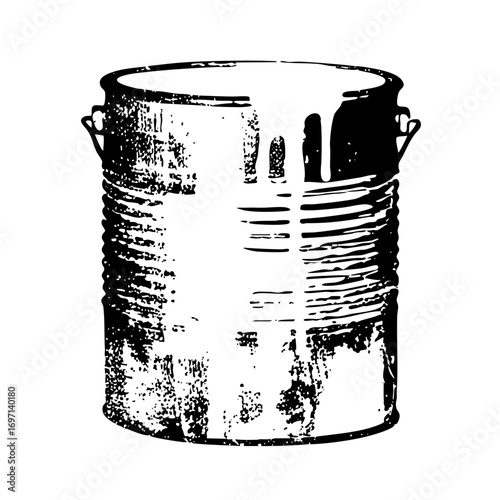 Vector Distressed metal pail with handles