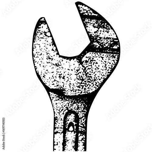 Vector Distressed wrench with a textured monochrome .