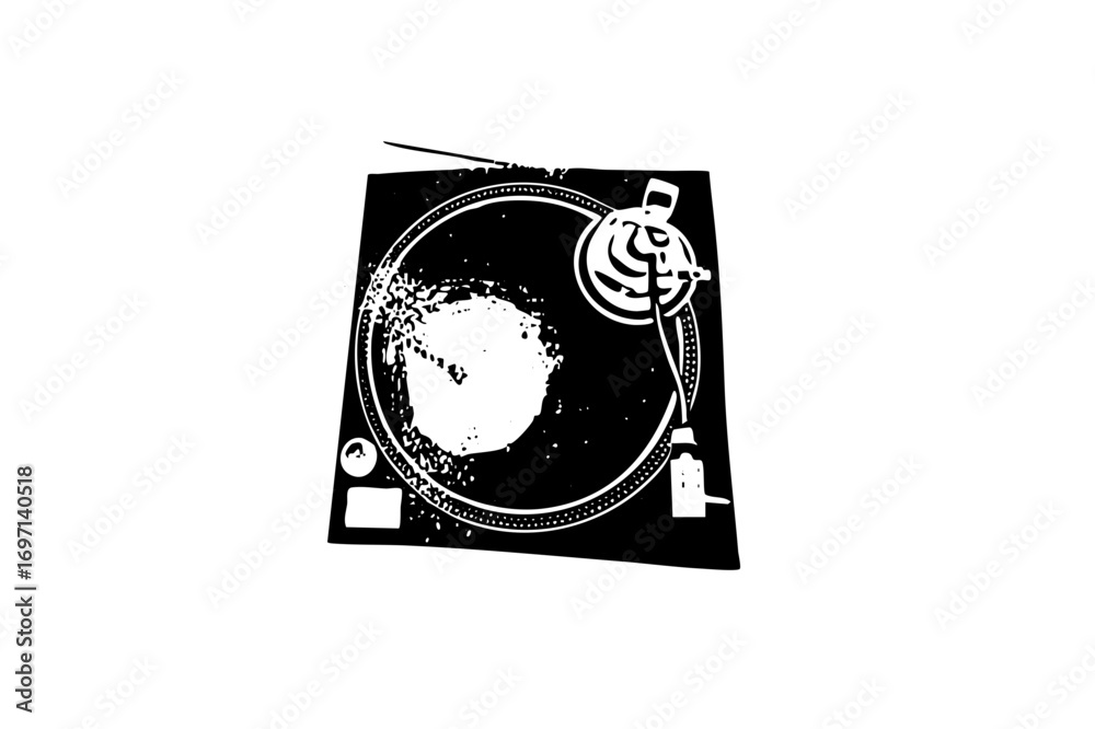 Fototapeta premium Vector Vintage turntable with tone arm and vinyl record.