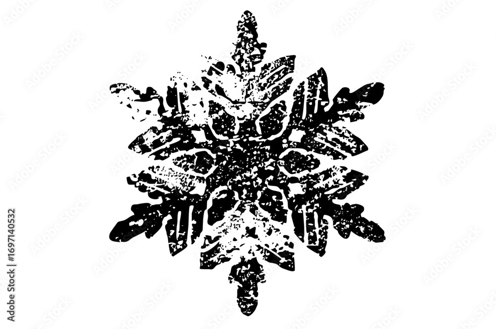 Naklejka premium Vector Intricate snowflake with textured stylized .
