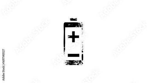 Vector Minimalist black battery with plus and minus symbols.