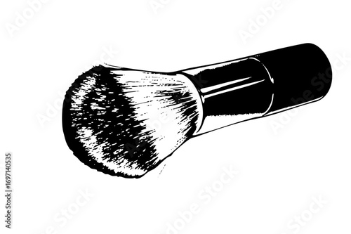 Vector Detailed of a cosmetic brush with a cylindrical handle.