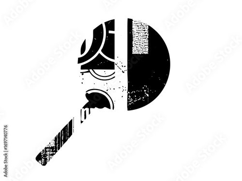 Vector Stylized portrait of a determined man with a textured .