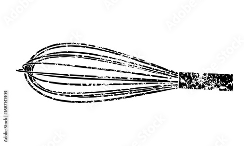 Vector Detailed of a kitchen whisk with a textured handle.