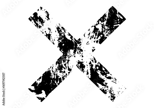Vector Bold distressed cross mark .