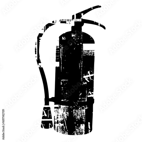 Vector Black silhouette of a fire extinguisher a safety device.