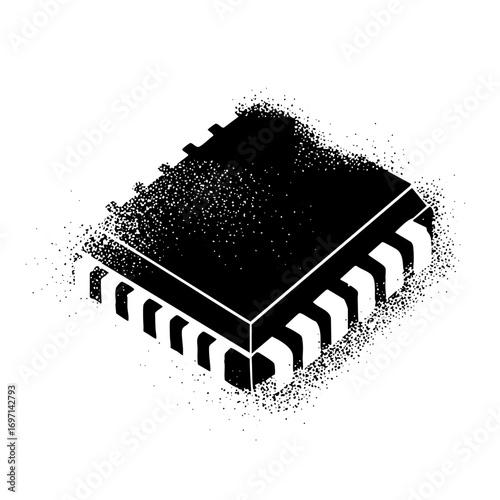 Vector Detailed black microchip with pins