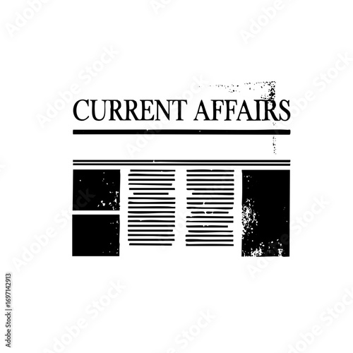 Vector Newspaper styled Current Affairs typographic with abstract blocks.