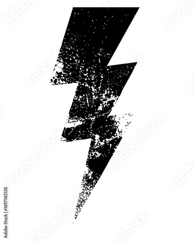 Vector Distressed black lightning bolt .