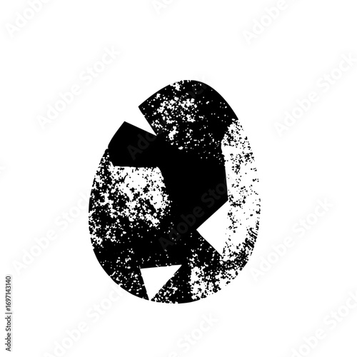 Vector Abstract cracked egg shape with distressed texture.