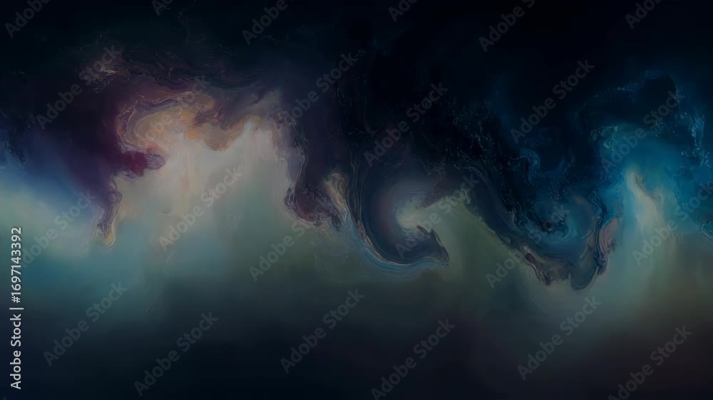 Vast Nebulous Sky with Turbulent Clouds and Colorful Haze at Dusk.