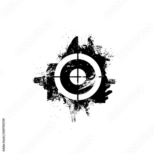 Vector Abstract target with crosshair and distressed splatter .