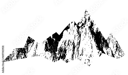 Vector Dramatic mountain range showcases rugged peaks.