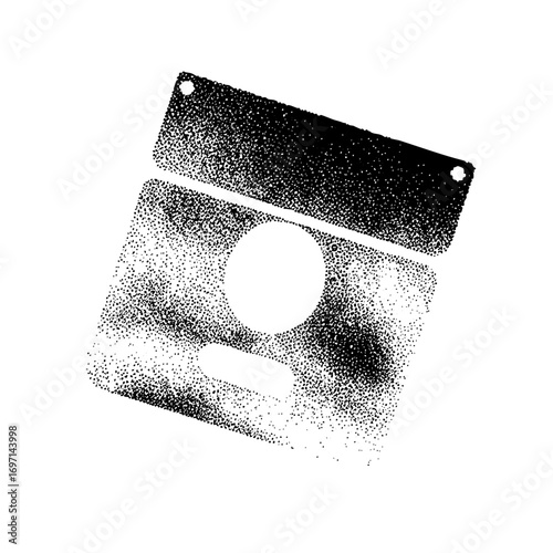 Vector Vintage floppy disk in dotted style.