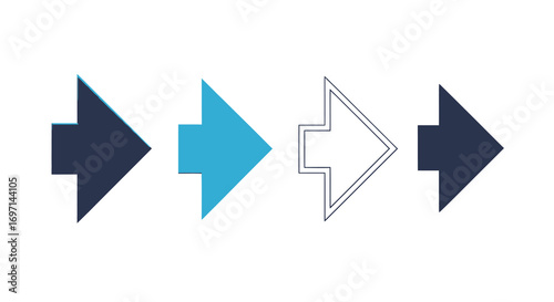 Set of right arrow vector icons. Flat style illustration