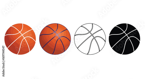 Assorted basketball sport ball set vector illustration icon