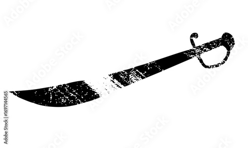 Vector Vintage saber with curved blade and ornate hilt .