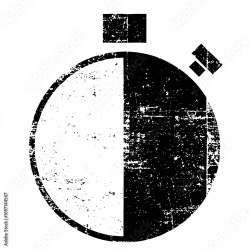 Vector Abstract monochrome bomb with distressed texture.