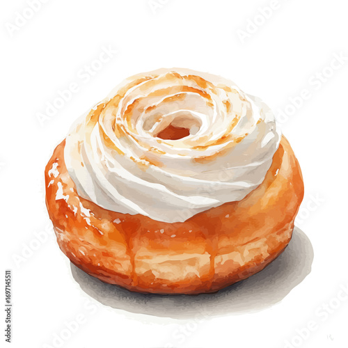 Danish Pastry, watercolor vector, isolated on a white background.