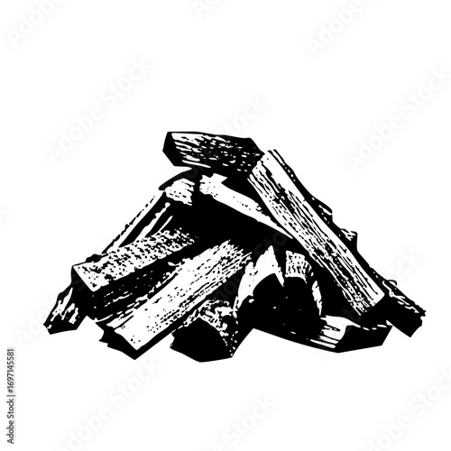 Vector Stacked firewood depicts a rustic pile of logs.