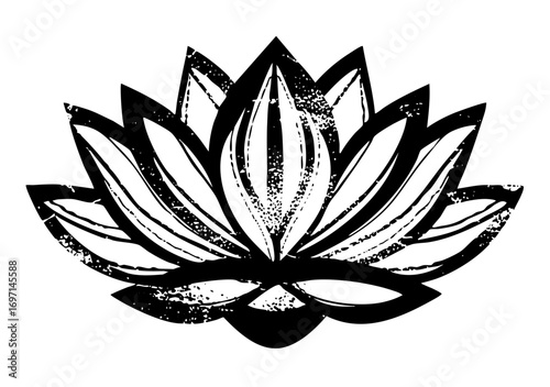 Vector Elegant lotus flower with textured details.