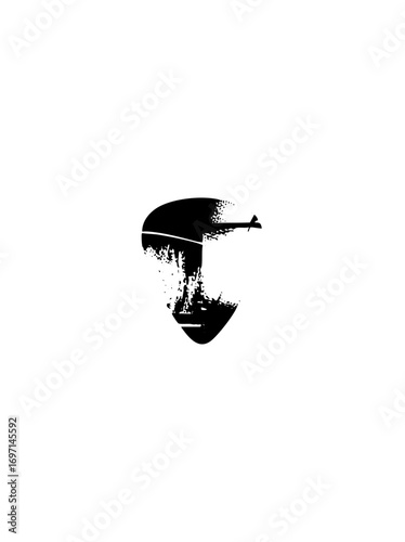Vector Abstract portrait depicts a face with a bird silhouette.