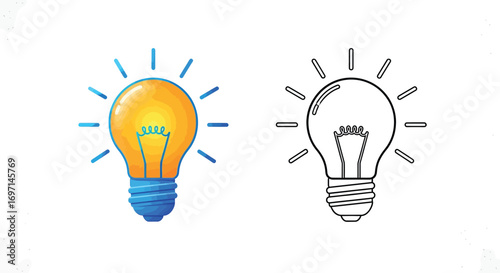 Creative idea light bulb vector illustration icon set design