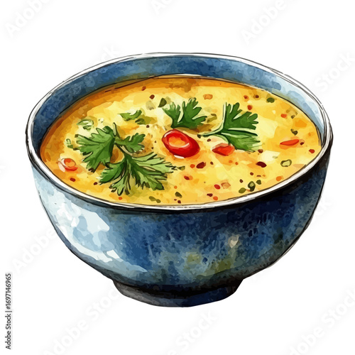 Curry, watercolor clipart vector, isolated on a white background.