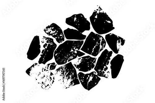 Vector Abstract black stone pile with rough edges.