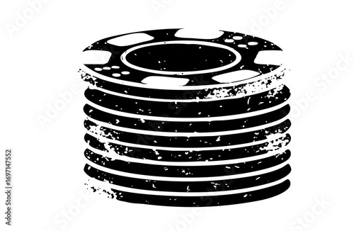 Vector Stacked gaming tokens create a monochrome tower.