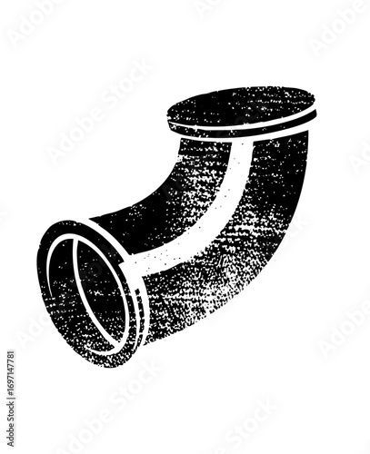 Vector Industrial pipe elbow with textured effect.