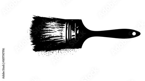 Vector Black Paintbrush with Bristle Texture