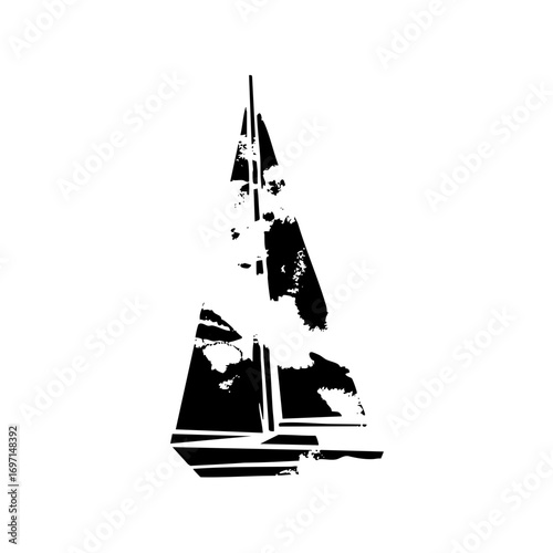 Vector Abstract sailboat with geometric shapes.