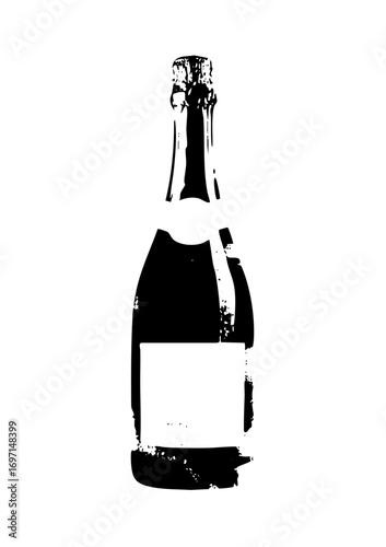 Vector Elegant champagne bottle with a minimalist style.