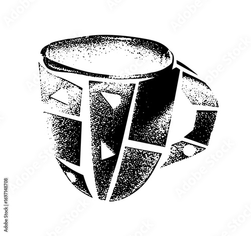 Vector Abstract geometric head with dotted texture.