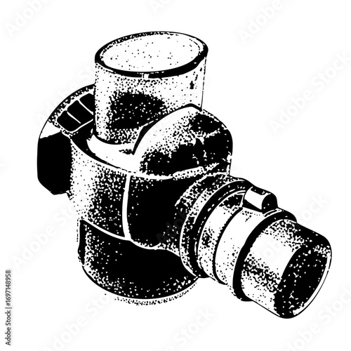 Vector Detailed vector of an industrial valve component.