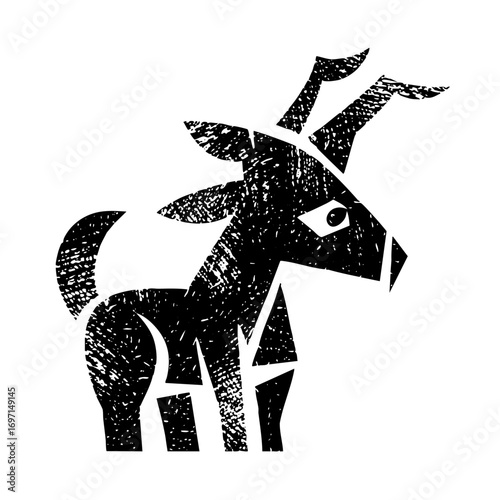Vector Stylized antelope head with textured details.