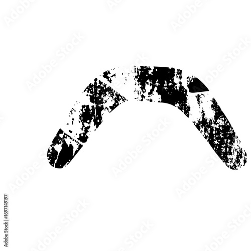 Vector Black boomerang with a distressed texture.