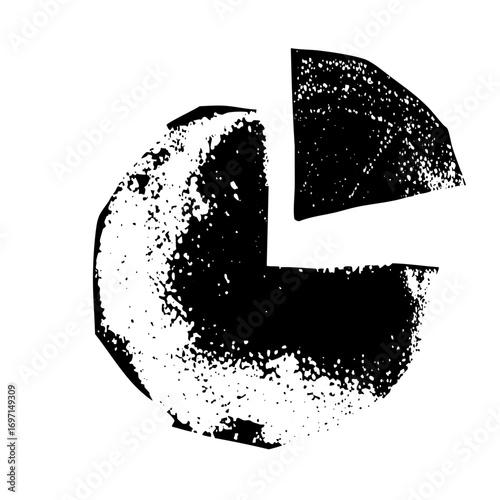 Vector Abstract pie chart with distressed texture.