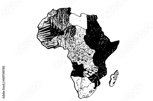 Vector Stylized African continent with patterned textures.