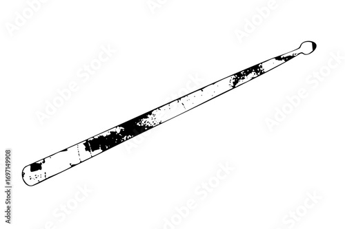 Vector Black and white drumstick with rounded tips.