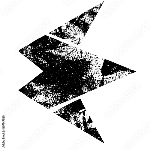 Vector Abstract fractured star with distressed texture.