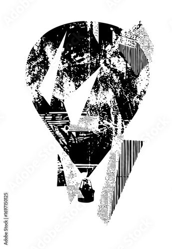 Vector Abstract hot air balloon with textured details.
