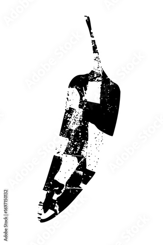 Vector Stylish man with umbrella in monochrome vector style.