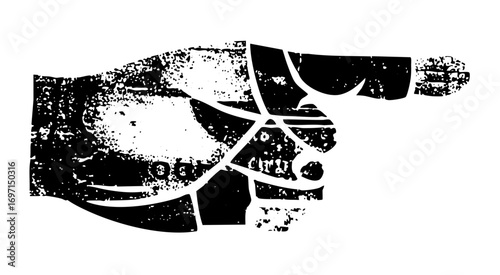 Vector Pointing hand gesture with distressed texture.