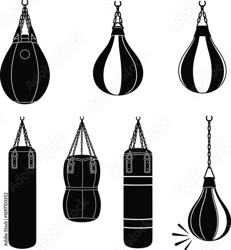 Punching Bag Silhouette Vector Set