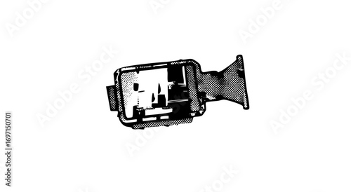 Vector Detailed vector of a vintage film camera.