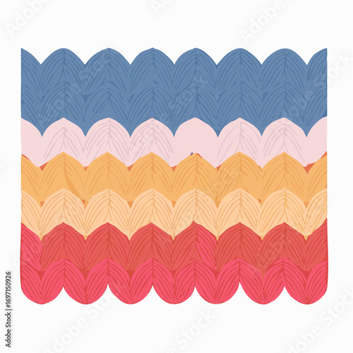 Scalloped Edge Knit Fabric in Blue Pink Orange and Red